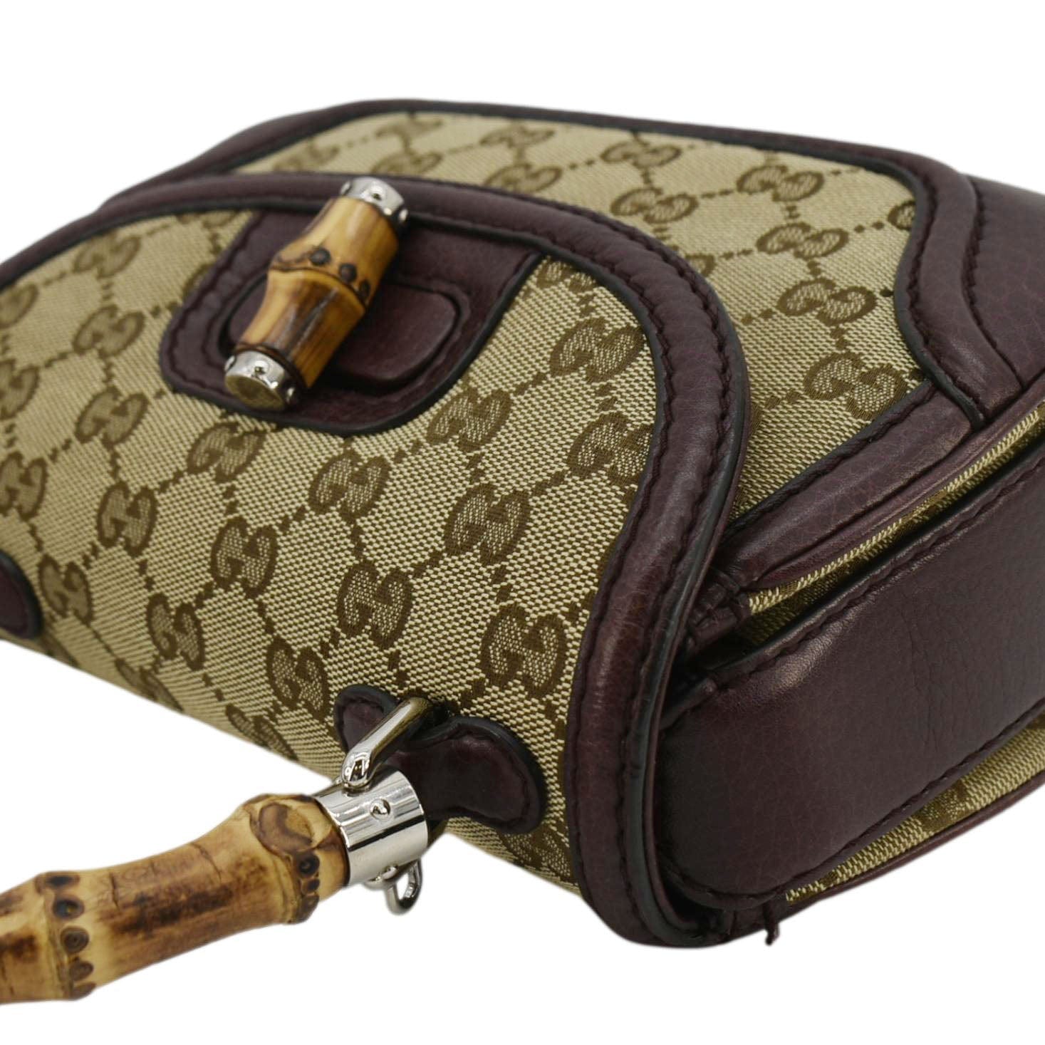 GUCCI Bamboo Gucci Canvas Top Handle Shoulder Bag Beige 247143