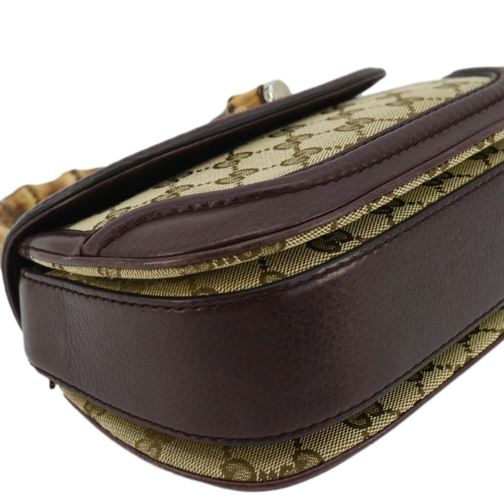 GUCCI Bamboo Gucci Canvas Top Handle Shoulder Bag Beige 247143