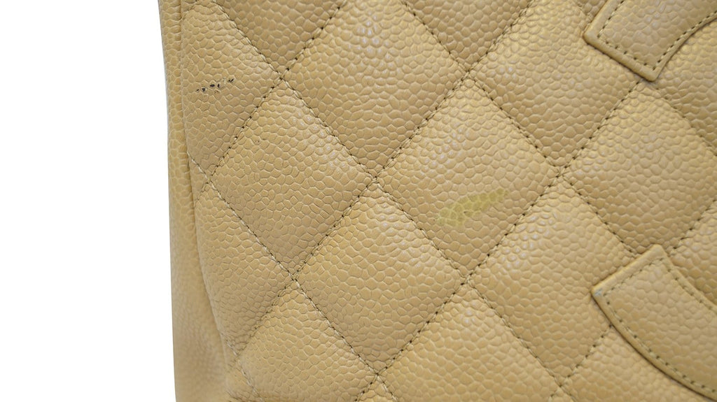 Chanel Beige Caviar Leather Leather Shopping Tote Bag