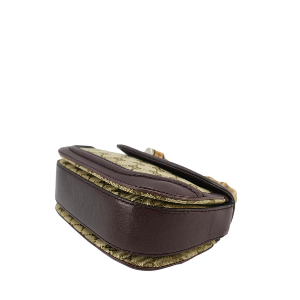 GUCCI Bamboo Gucci Canvas Top Handle Shoulder Bag Beige 247143