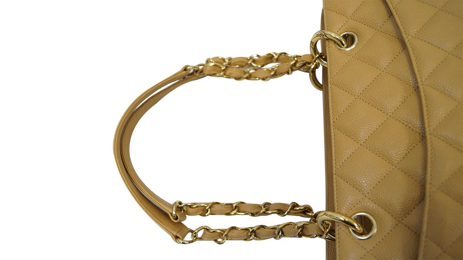 Chanel Beige Caviar Leather Leather Shopping Tote Bag