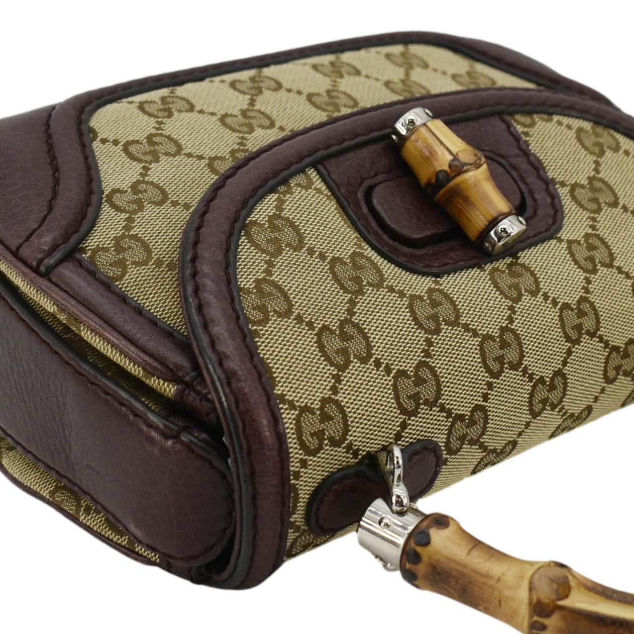 GUCCI Bamboo Gucci Canvas Top Handle Shoulder Bag Beige 247143