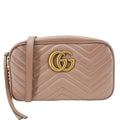 GUCCI Gucci Marmont Small Matelasse Chevron Leather Camera Bag Beige 447632