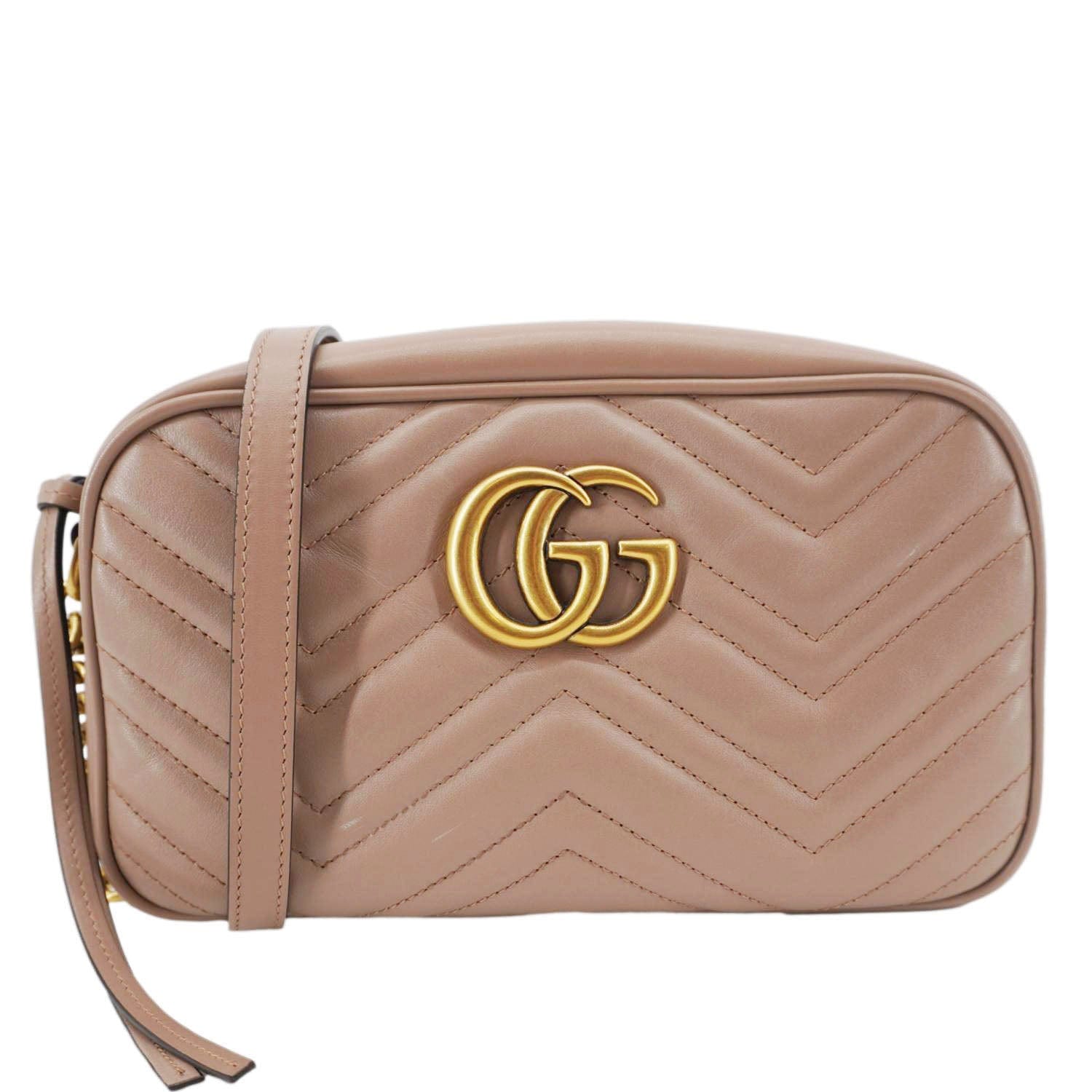 GUCCI Gucci Marmont Small Matelasse Chevron Leather Camera Bag Beige 447632