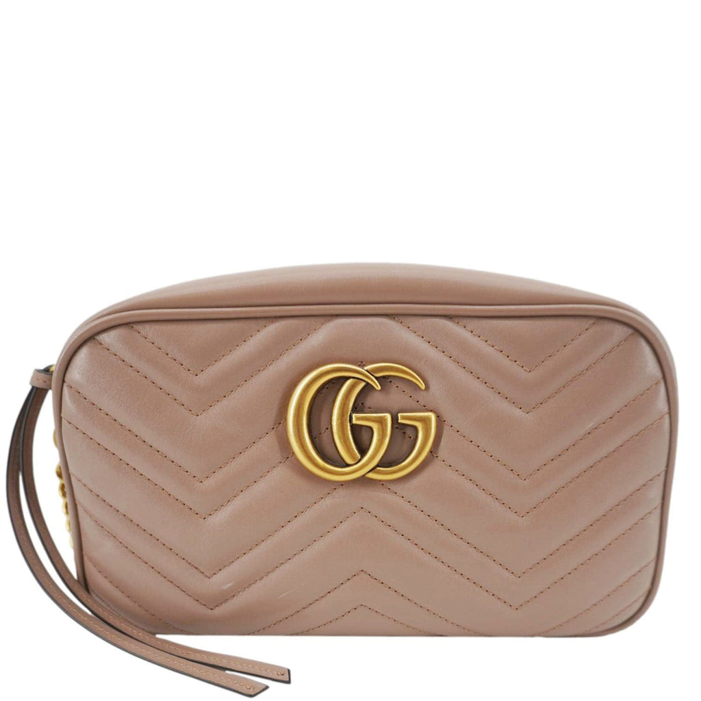 GUCCI Gucci Marmont Small Matelasse Chevron Leather Camera Bag Beige 447632