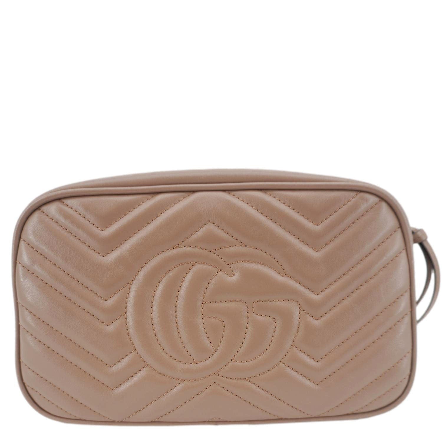 GUCCI Gucci Marmont Small Matelasse Chevron Leather Camera Bag Beige 447632