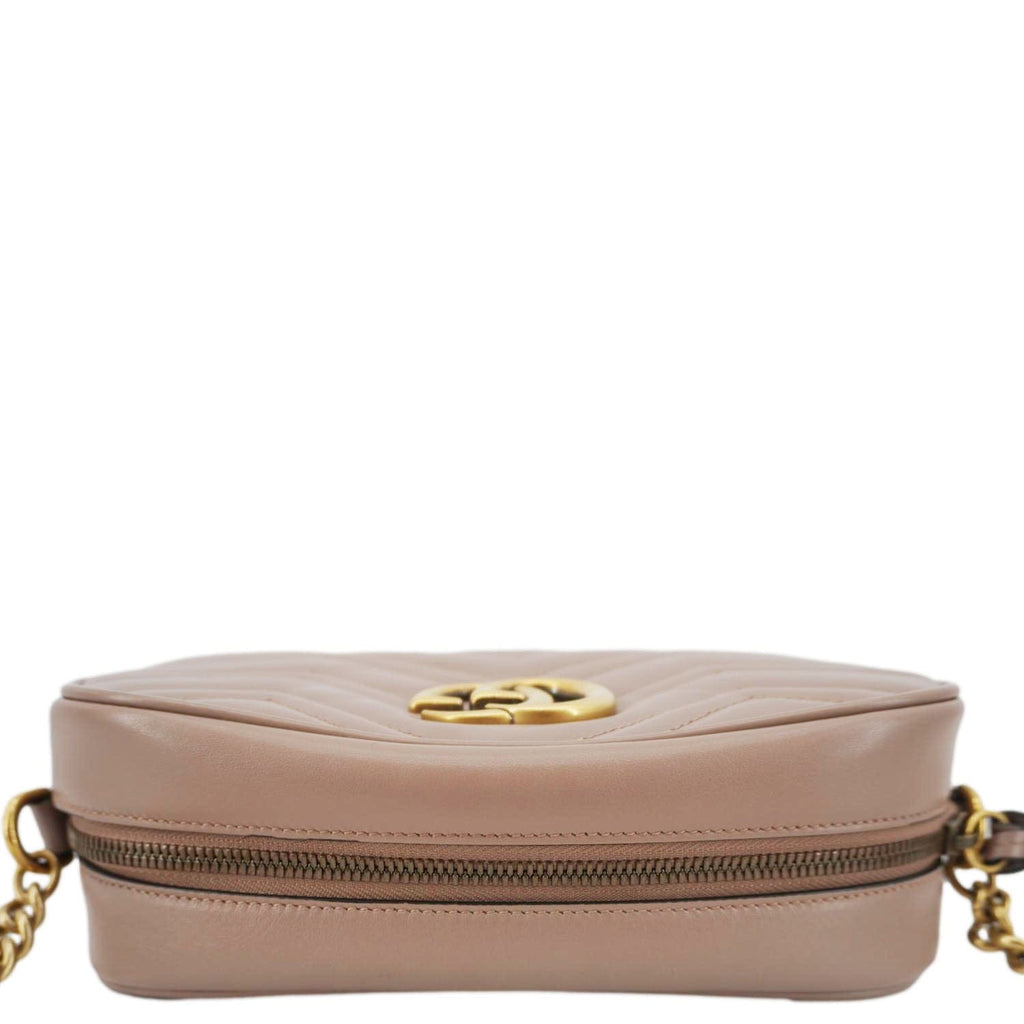 GUCCI Gucci Marmont Small Matelasse Chevron Leather Camera Bag Beige 447632