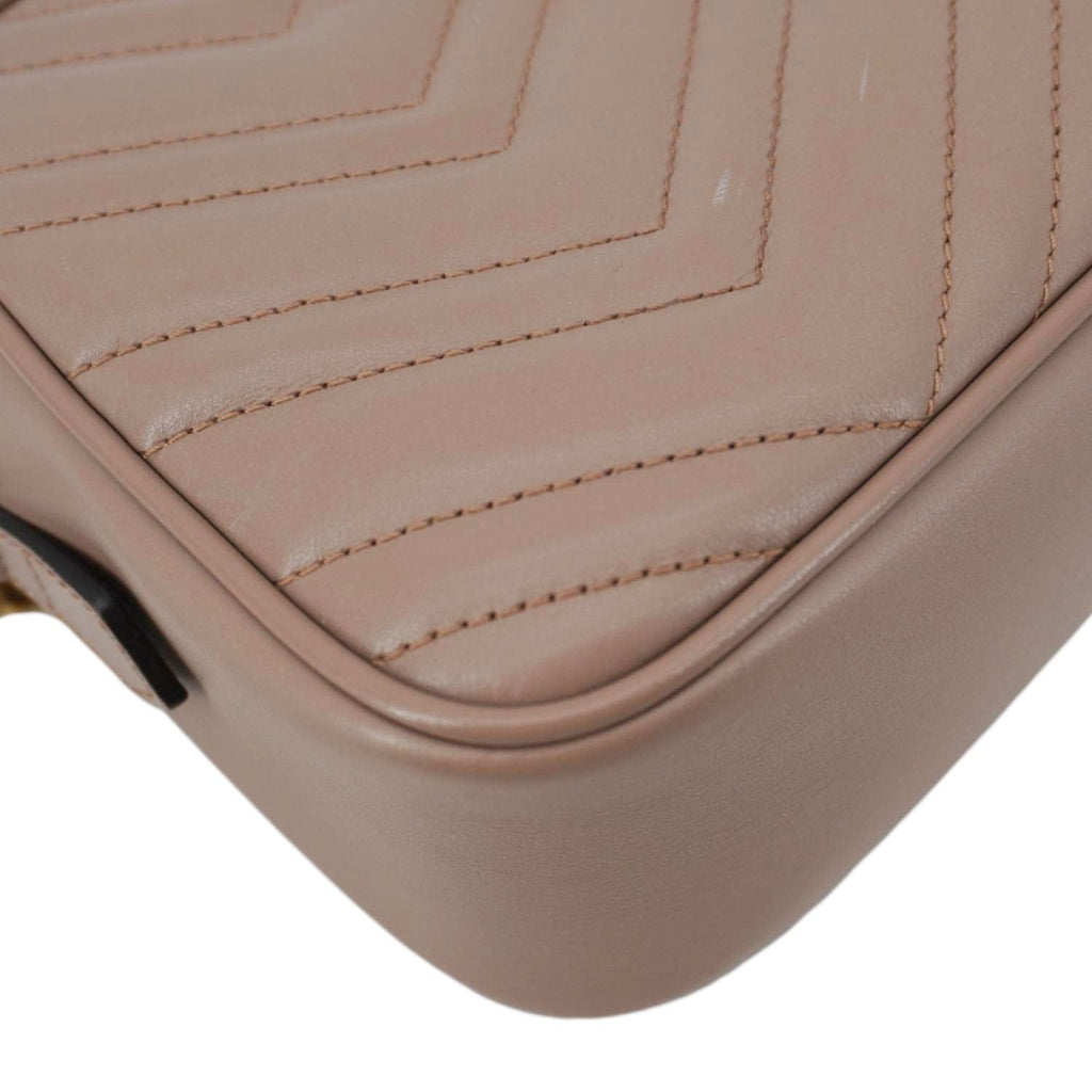 GUCCI Gucci Marmont Small Matelasse Chevron Leather Camera Bag Beige 447632