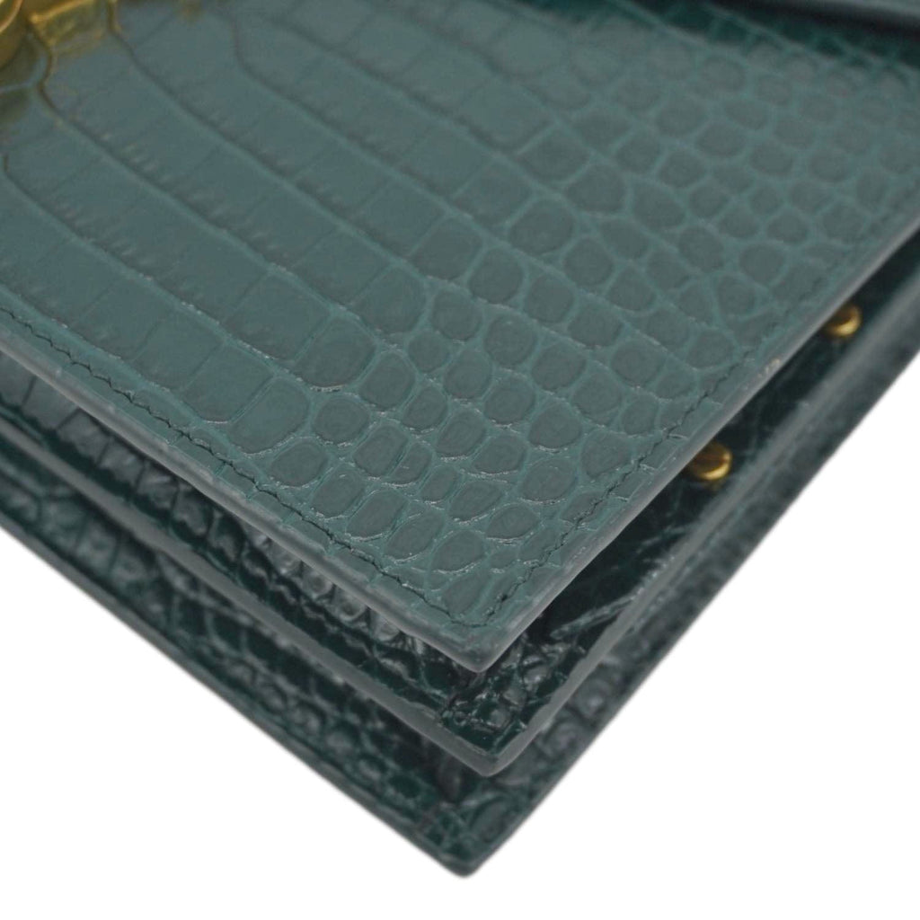 YVES SAINT LAURENT Cassandra  Embossed Leather Shoulder Bag Green