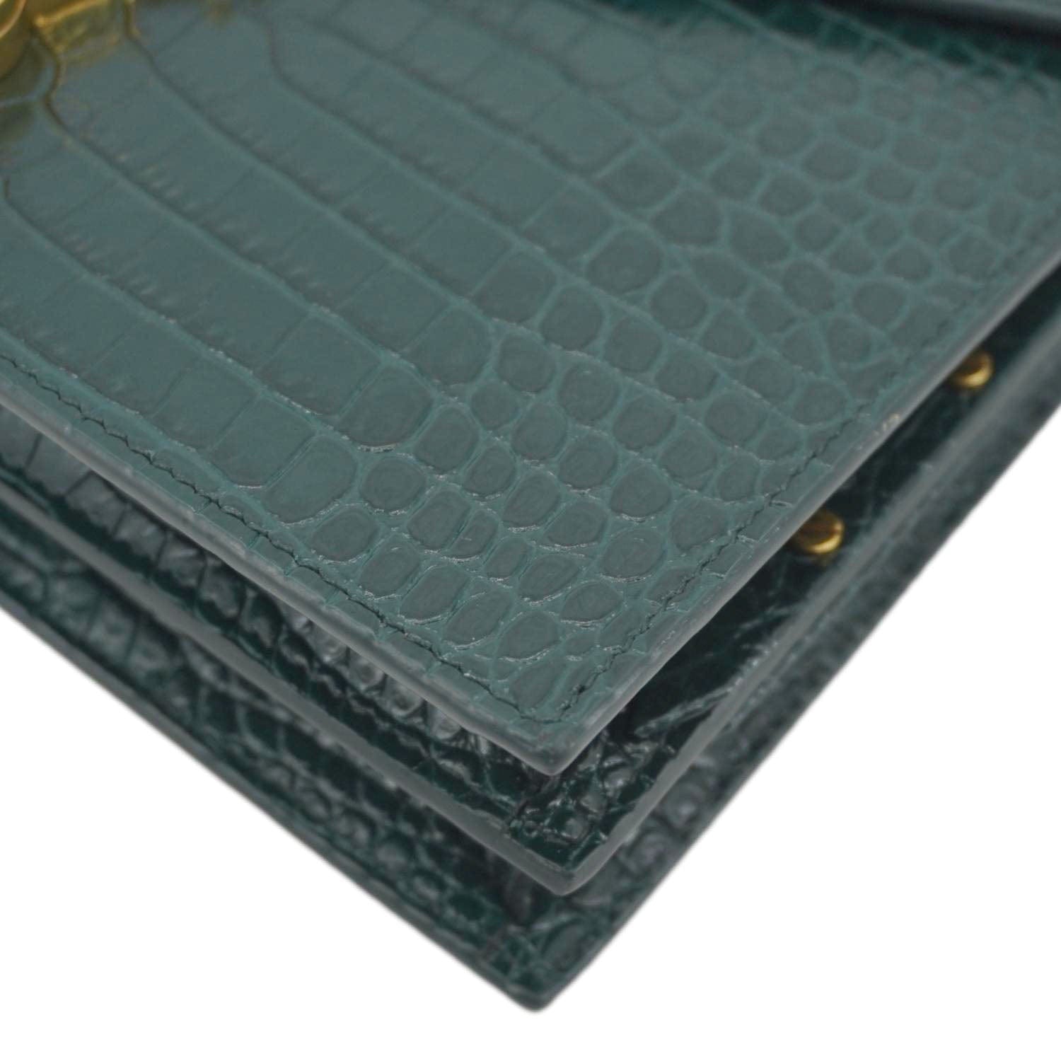 YVES SAINT LAURENT Cassandra  Embossed Leather Shoulder Bag Green