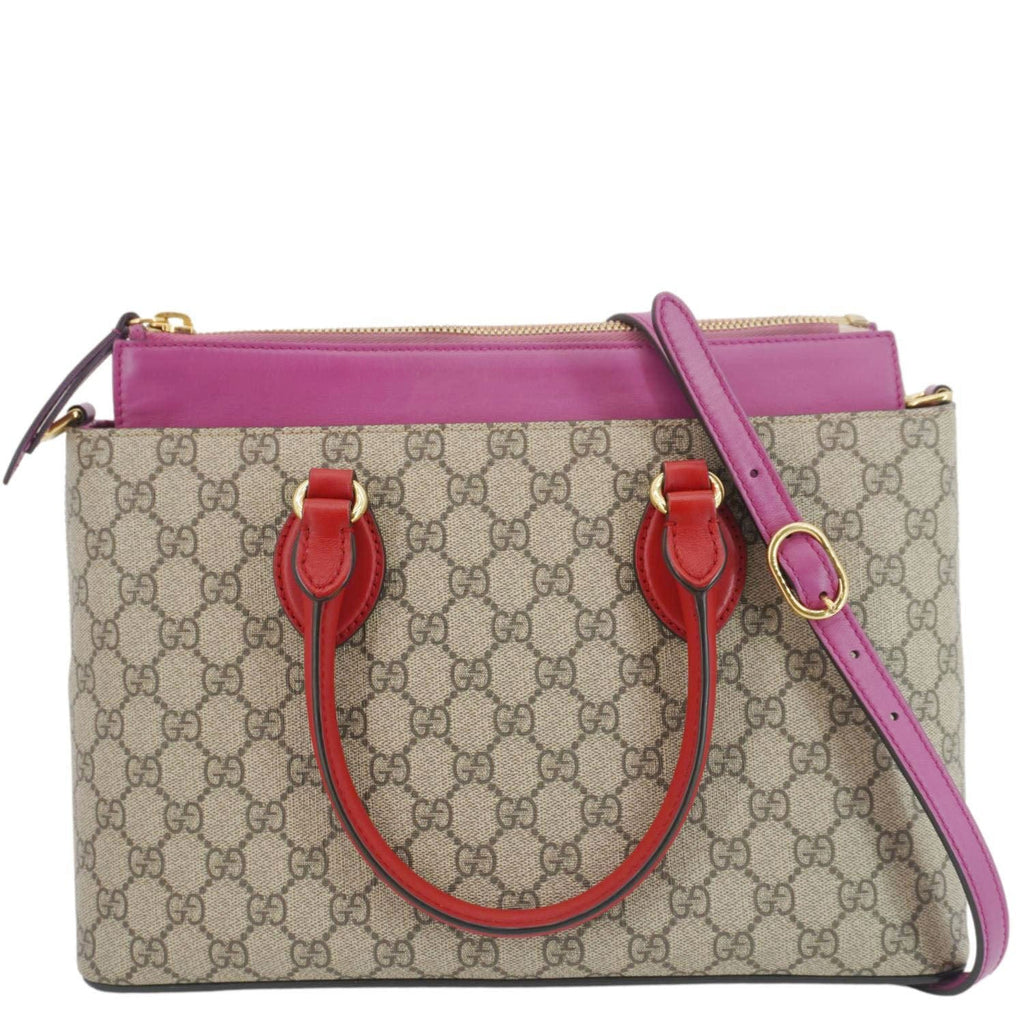 GUCCI Gucci Small Supreme Canvas Top Zip Crossbody Bag Pink 409534