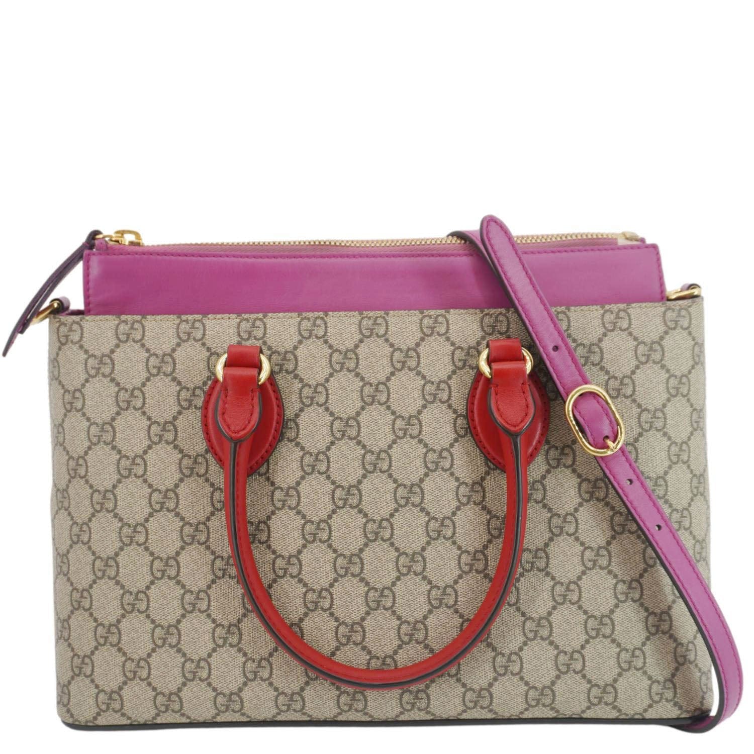 GUCCI Gucci Small Supreme Canvas Top Zip Crossbody Bag Pink 409534