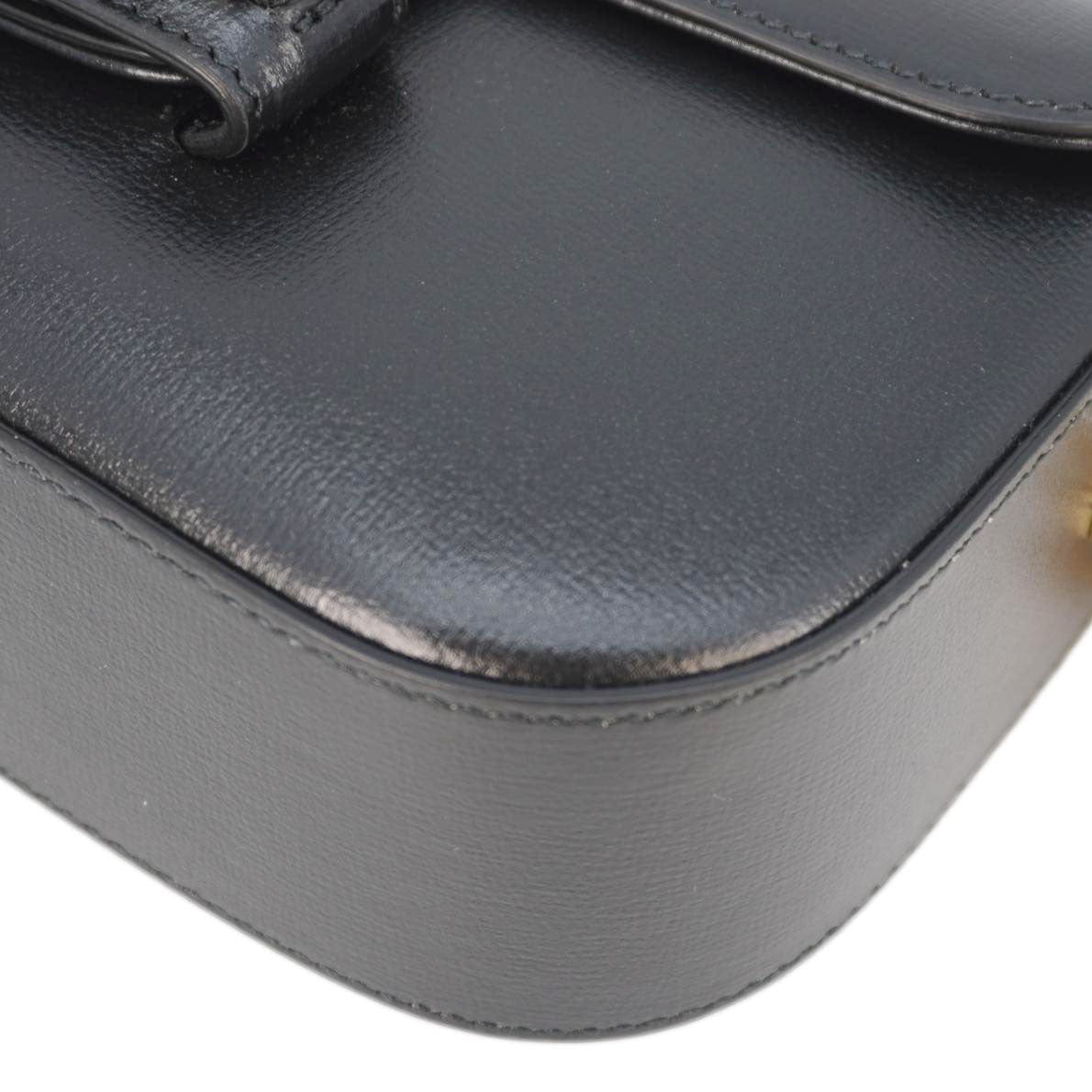GUCCI Horsebit 1955 Small Leather Shoulder Bag Black 735178
