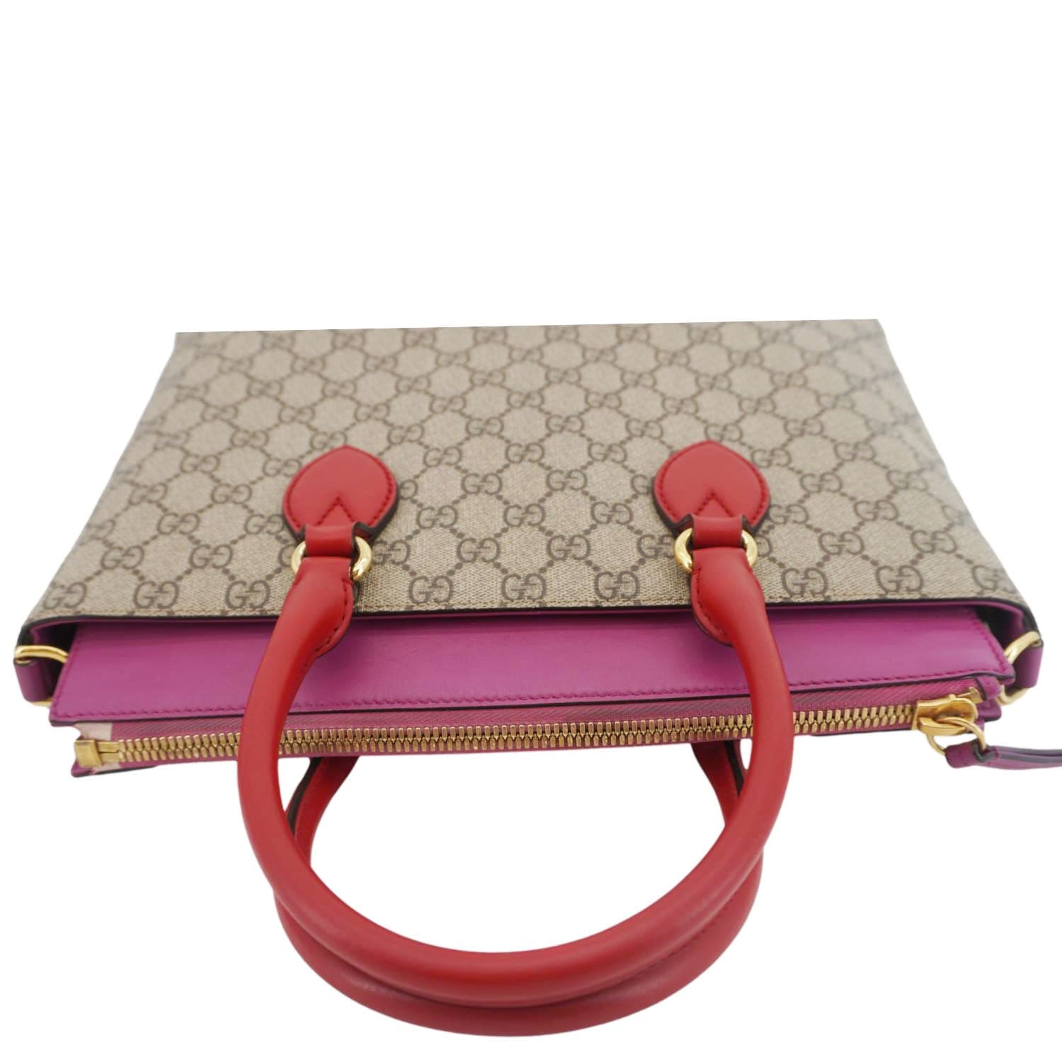 GUCCI Gucci Small Supreme Canvas Top Zip Crossbody Bag Pink 409534