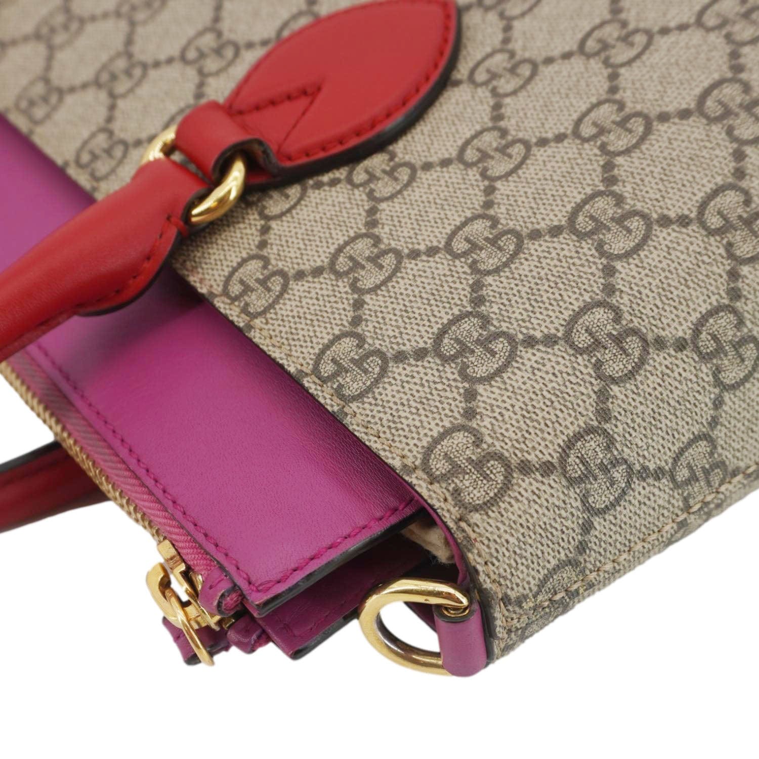 GUCCI Gucci Small Supreme Canvas Top Zip Crossbody Bag Pink 409534