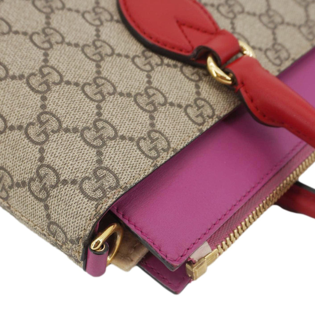 GUCCI Gucci Small Supreme Canvas Top Zip Crossbody Bag Pink 409534