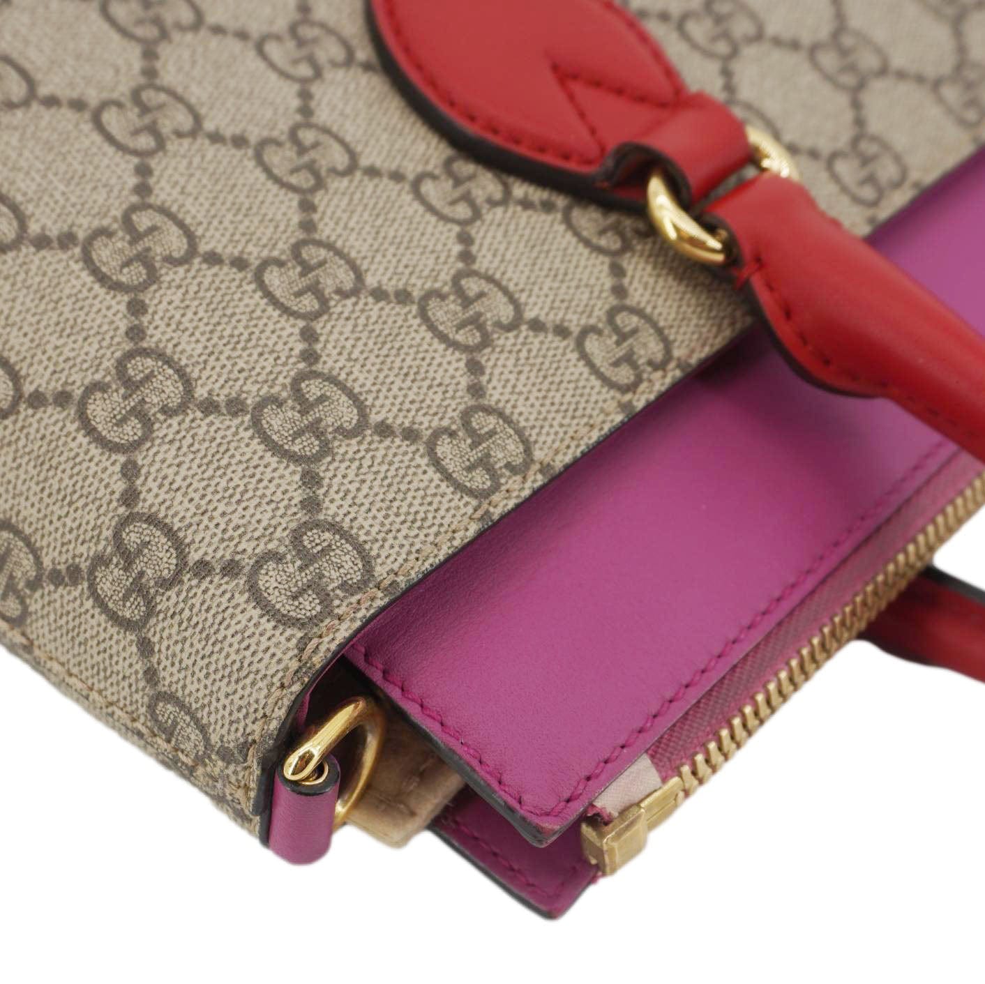 GUCCI Gucci Small Supreme Canvas Top Zip Crossbody Bag Pink 409534