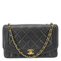 Chanel Diana Flap Quilted Leather Shoulder Bag Black
