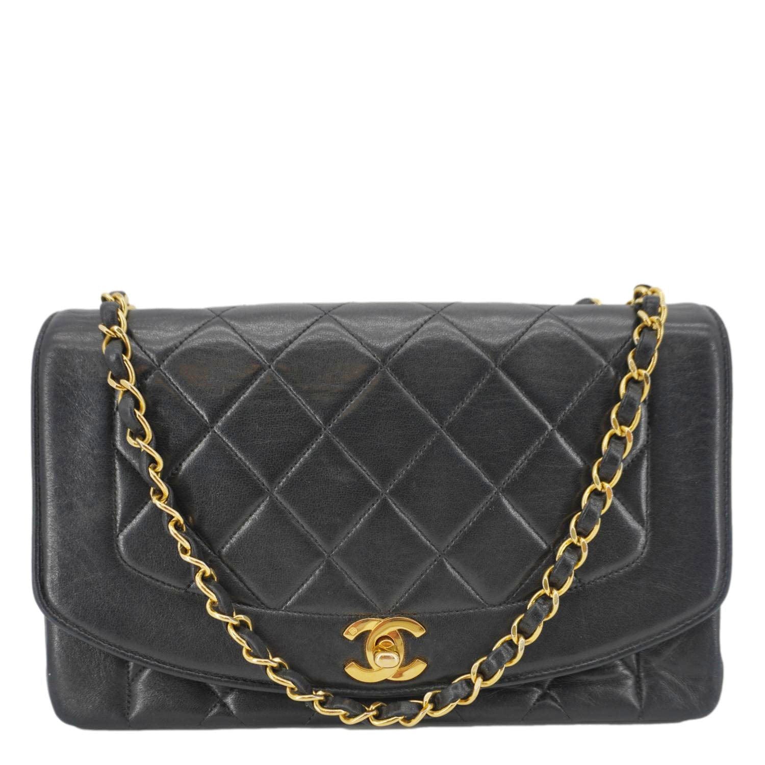 Chanel Diana Flap Quilted Leather Shoulder Bag Black