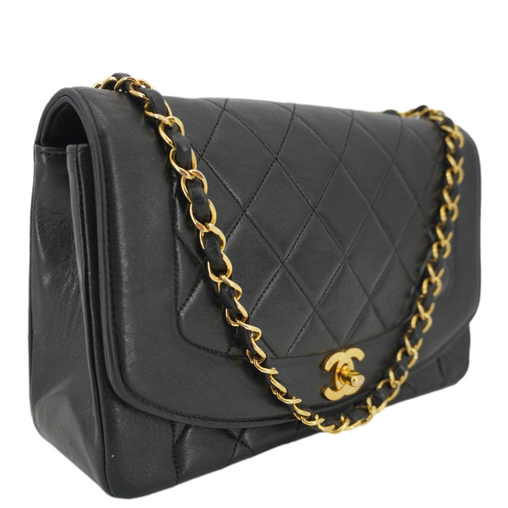Chanel Diana Flap Quilted Leather Shoulder Bag Black