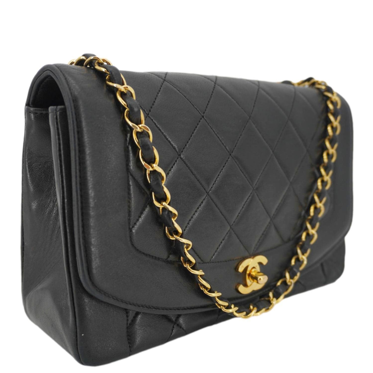 Chanel Diana Flap Quilted Leather Shoulder Bag Black
