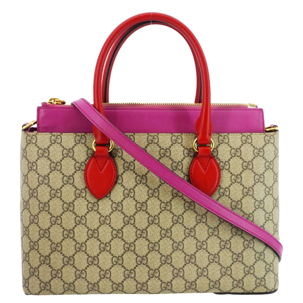 GUCCI Gucci Small Supreme Canvas Top Zip Crossbody Bag Pink 409534