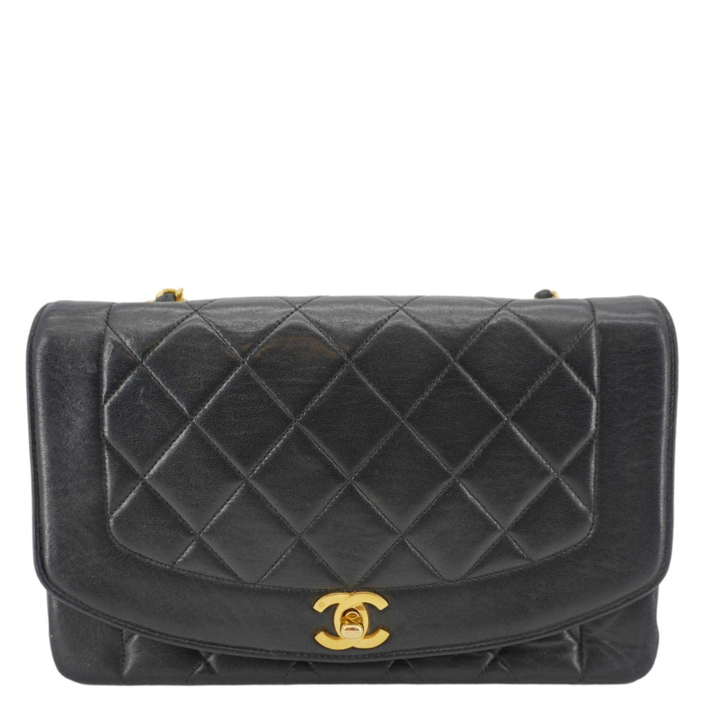 Chanel Diana Flap Quilted Leather Shoulder Bag Black
