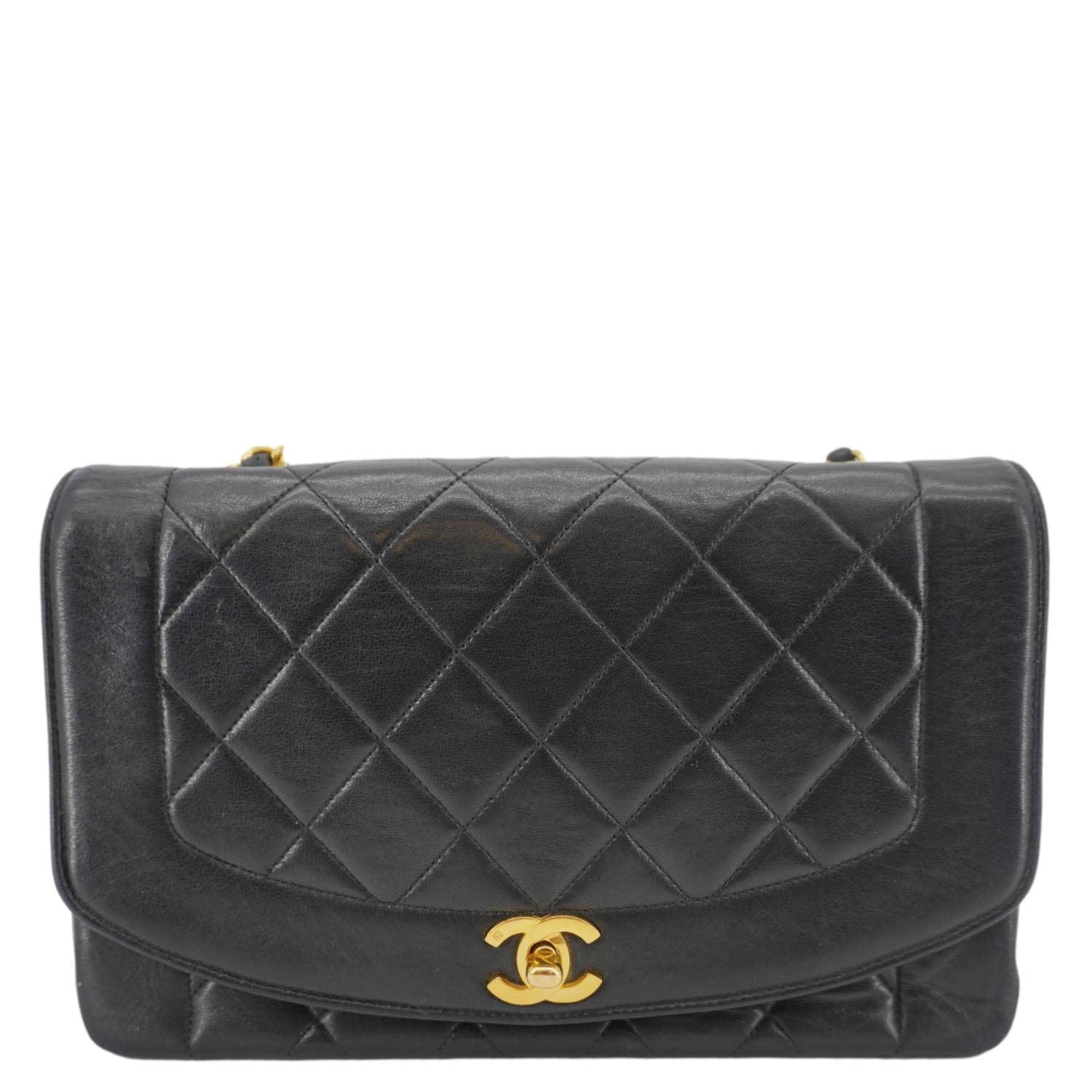 Chanel Diana Flap Quilted Leather Shoulder Bag Black