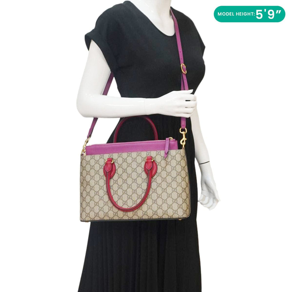 GUCCI Gucci Small Supreme Canvas Top Zip Crossbody Bag Pink 409534