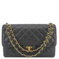Chanel Classic Jumbo Double Flap Quilted Caviar Leather Shoulder Bag Black