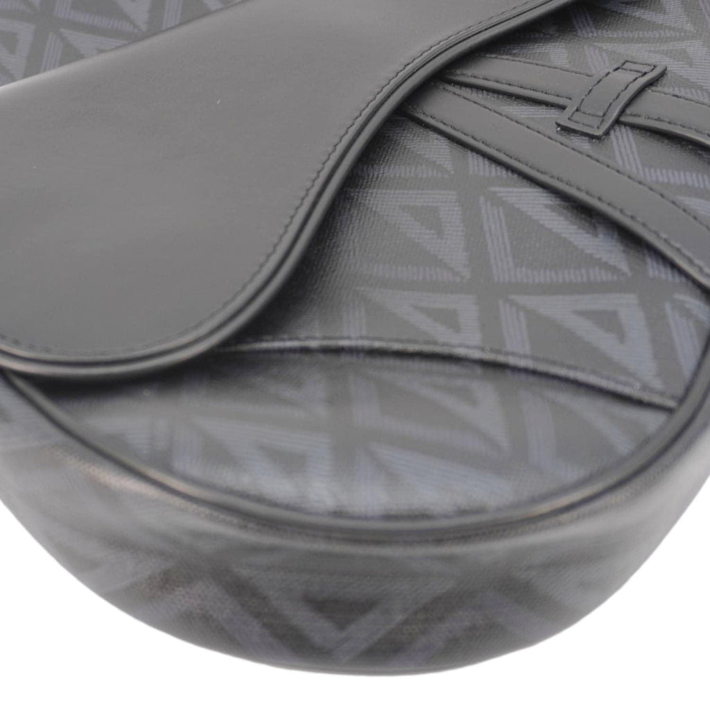 CHRISTIAN DIOR Diamond Canvas Saddle Crossbody Bag Black