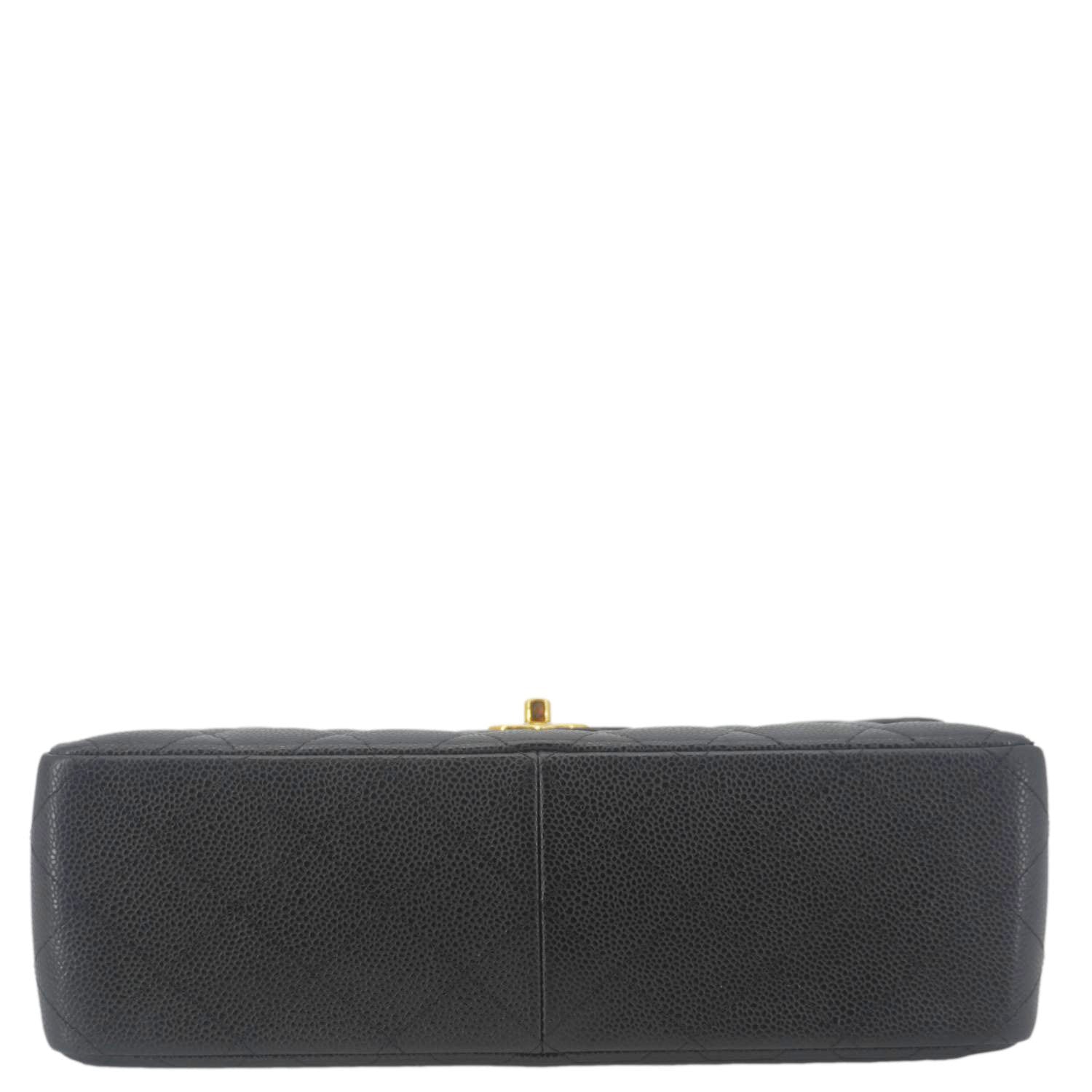 Chanel Classic Jumbo Double Flap Quilted Caviar Leather Shoulder Bag Black