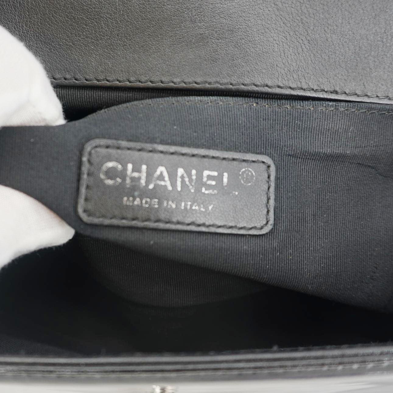 Chanel Boy Flap Medium Plexiglass Patent Leather Crossbody Bag Black 20481641