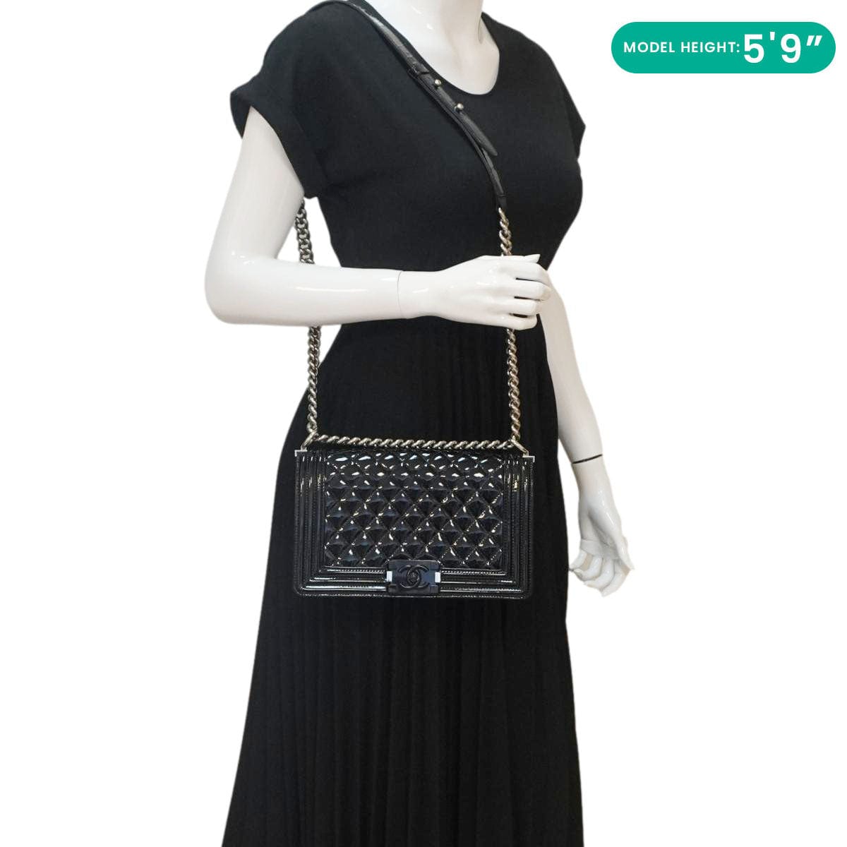 Chanel Boy Flap Medium Plexiglass Patent Leather Crossbody Bag Black 20481641