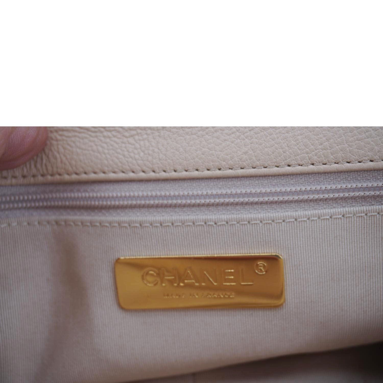 Chanel 19 Flap Medium Calfskin Crochet Shoulder Bag Beige