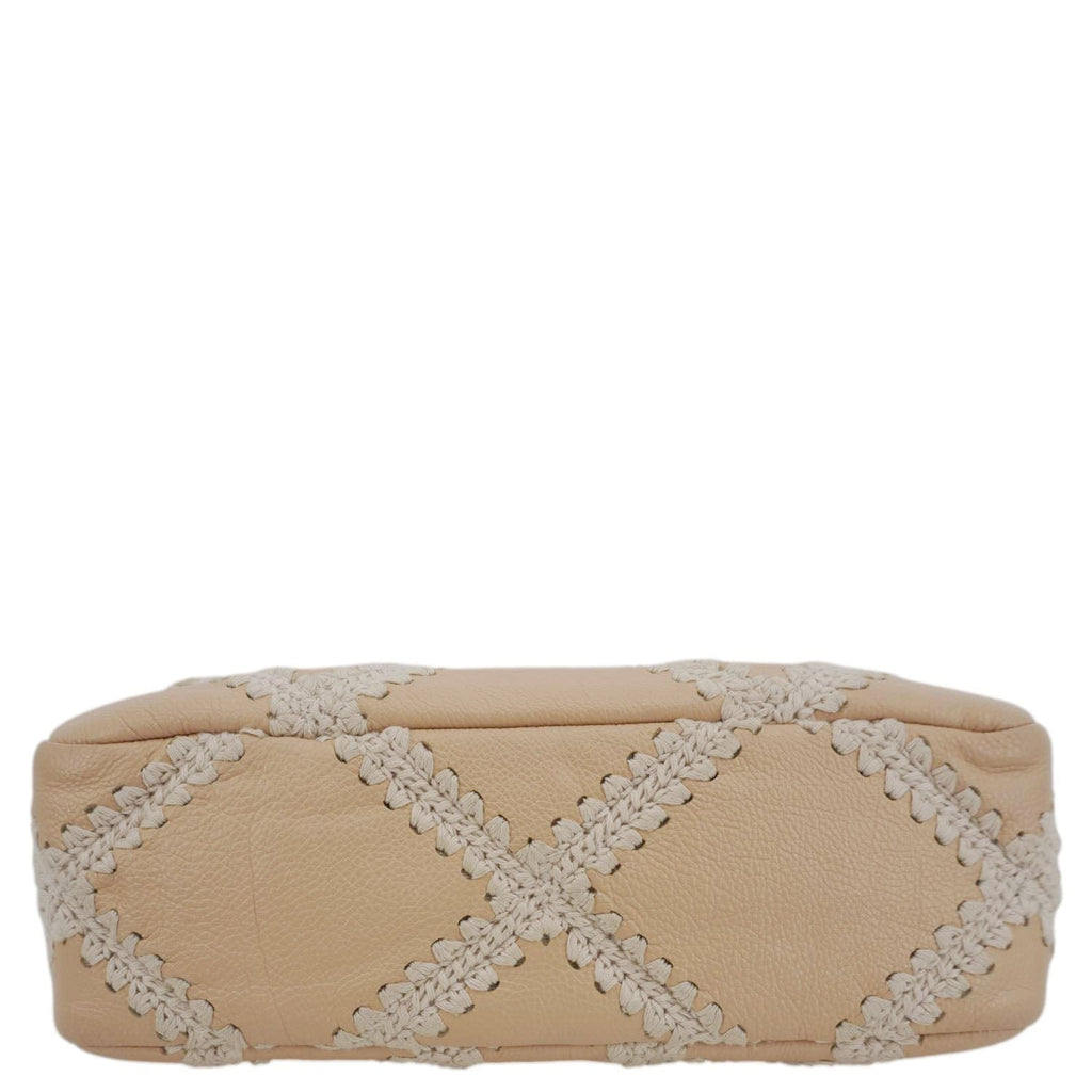 Chanel 19 Flap Medium Calfskin Crochet Shoulder Bag Beige