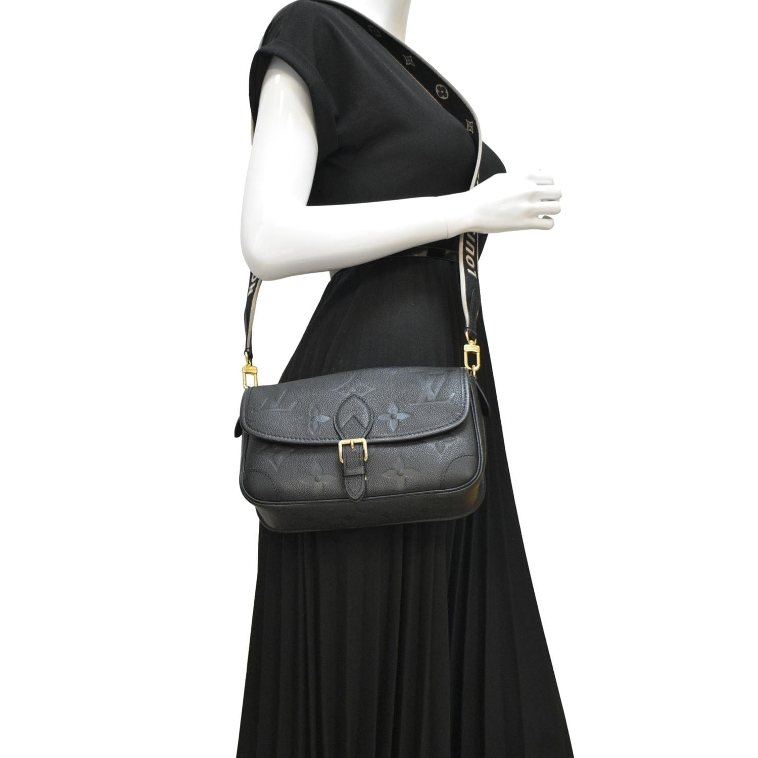 LOUIS VUITTON Diane Monogram Empreinte Leather Crossbody Bag Black