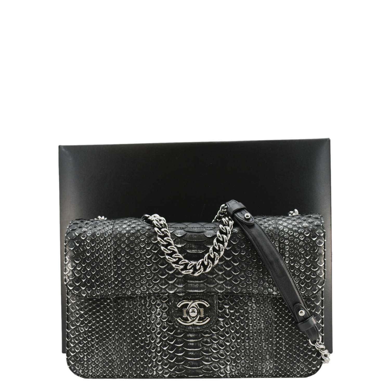 Chanel Perfect Edge Large Flap Snakeskin Shoulder Bag Black