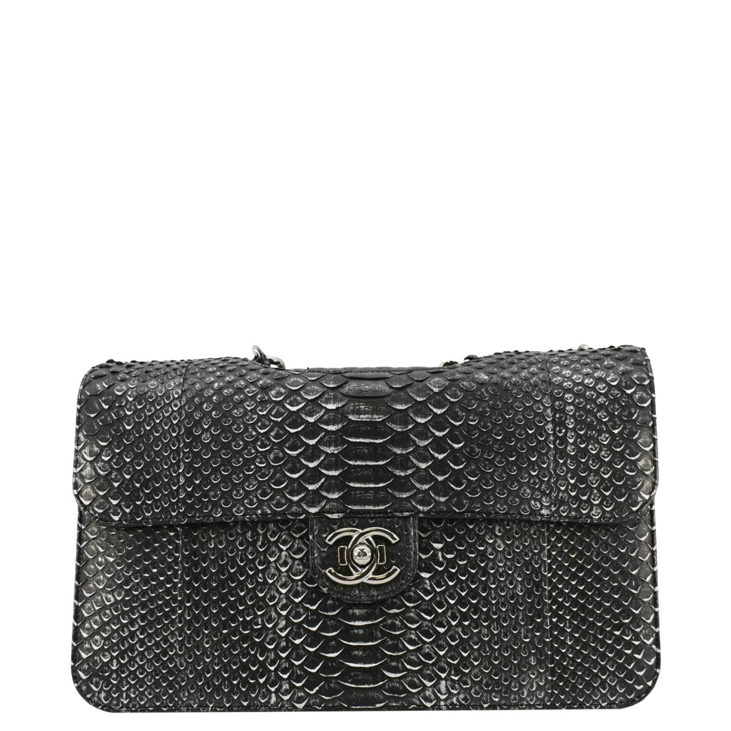 Chanel Perfect Edge Large Flap Snakeskin Shoulder Bag Black