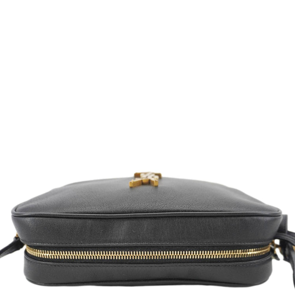 YVES SAINT LAURENT Lou Grained Leather Camera Crossbody Bag Black