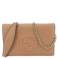 GUCCI Soho Leather Wallet On Chain Crossbody Bag Brown 598211
