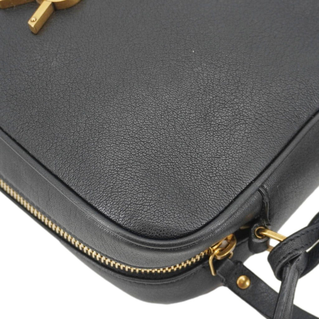 YVES SAINT LAURENT Lou Grained Leather Camera Crossbody Bag Black
