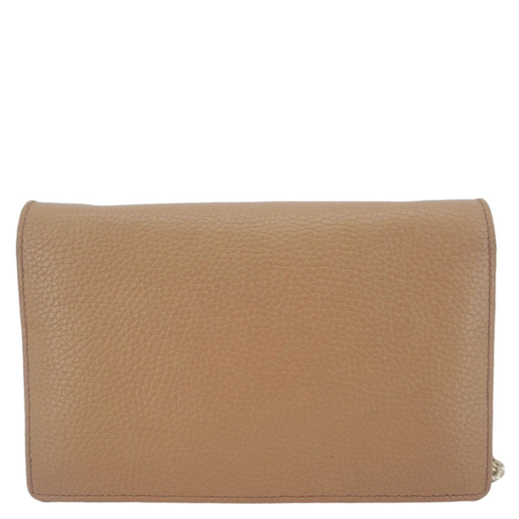 GUCCI Soho Leather Wallet On Chain Crossbody Bag Brown 598211