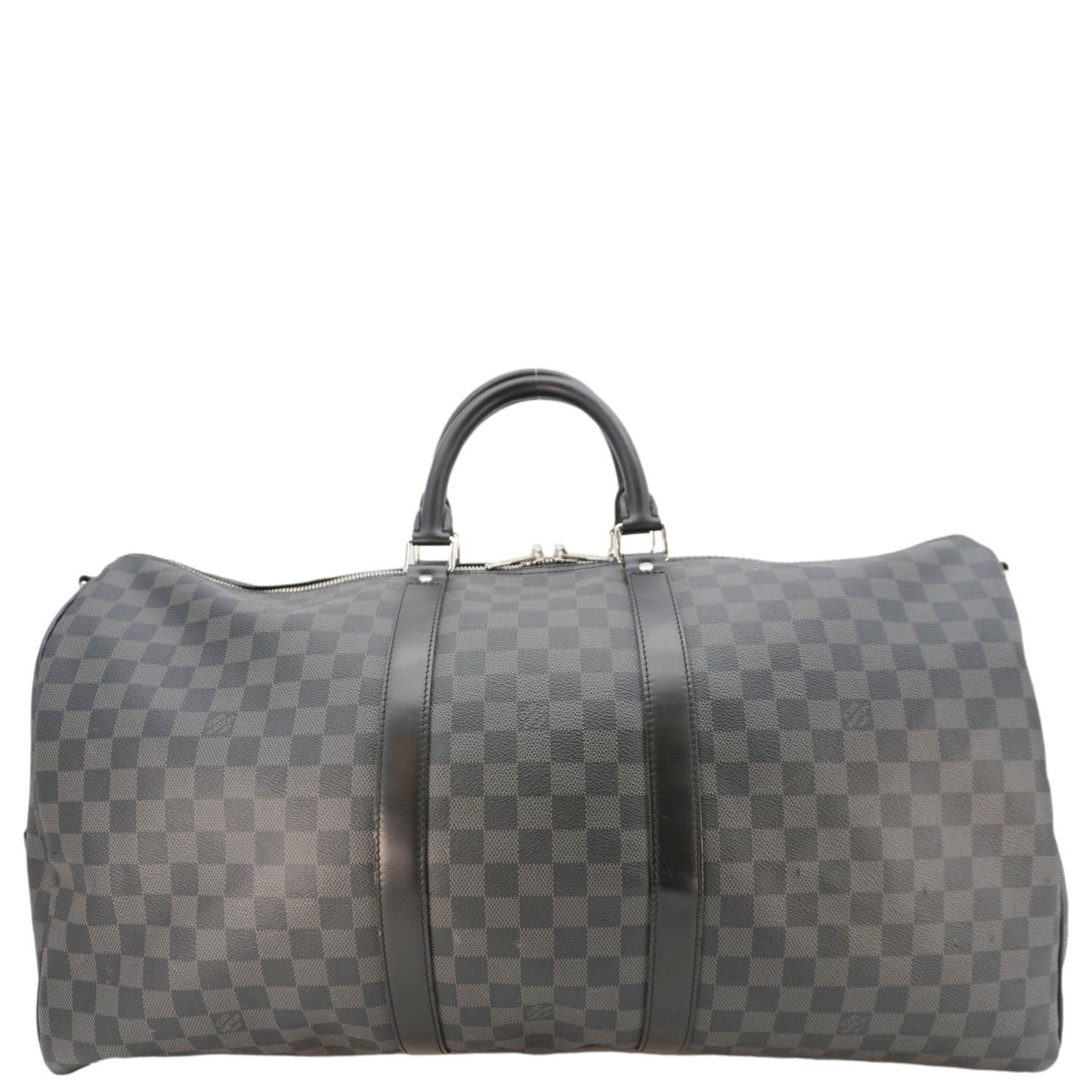 LOUIS VUITTON Keepall 55 Bandouliere Damier Graphite Travel Bag Black