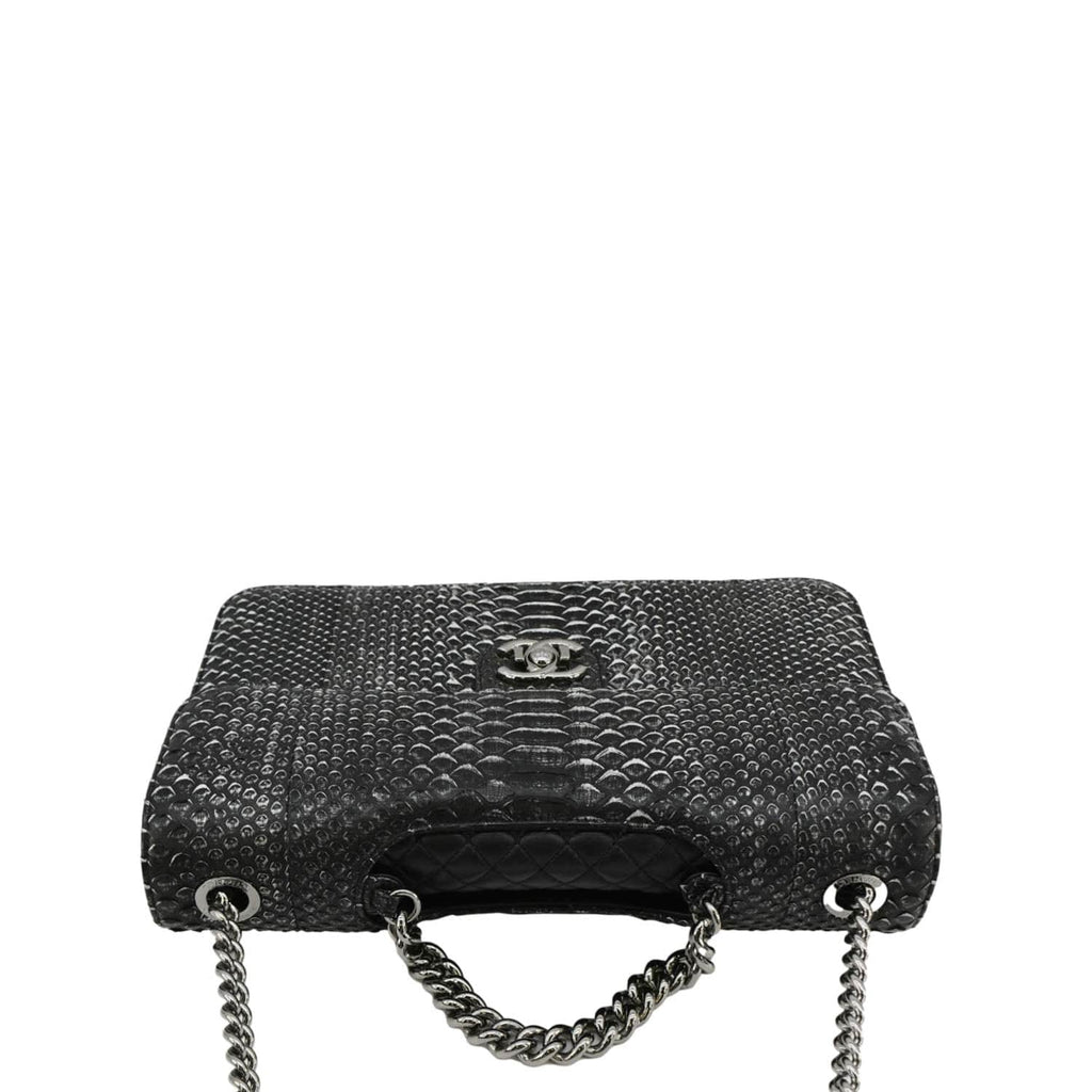 Chanel Perfect Edge Large Flap Snakeskin Shoulder Bag Black