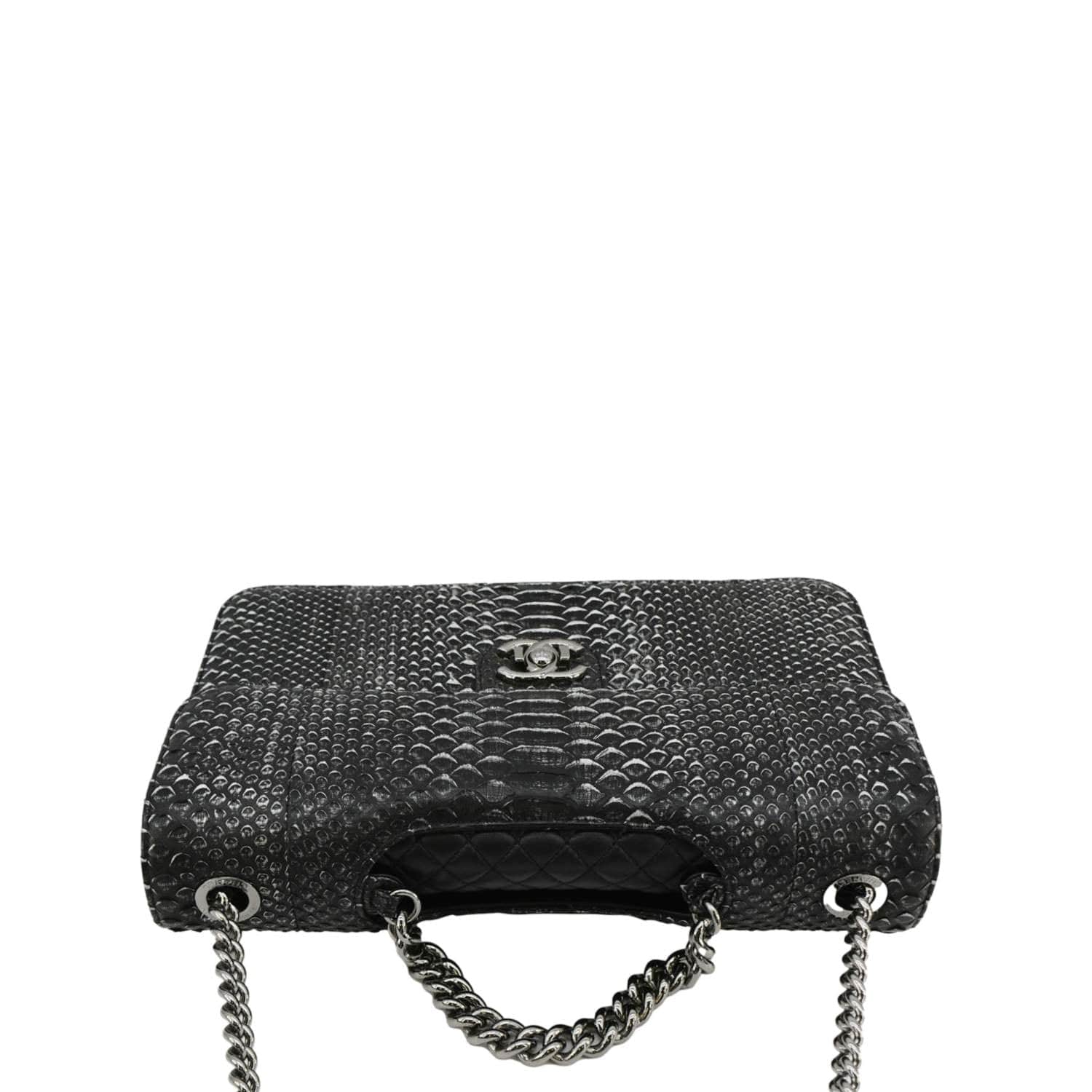Chanel Perfect Edge Large Flap Snakeskin Shoulder Bag Black