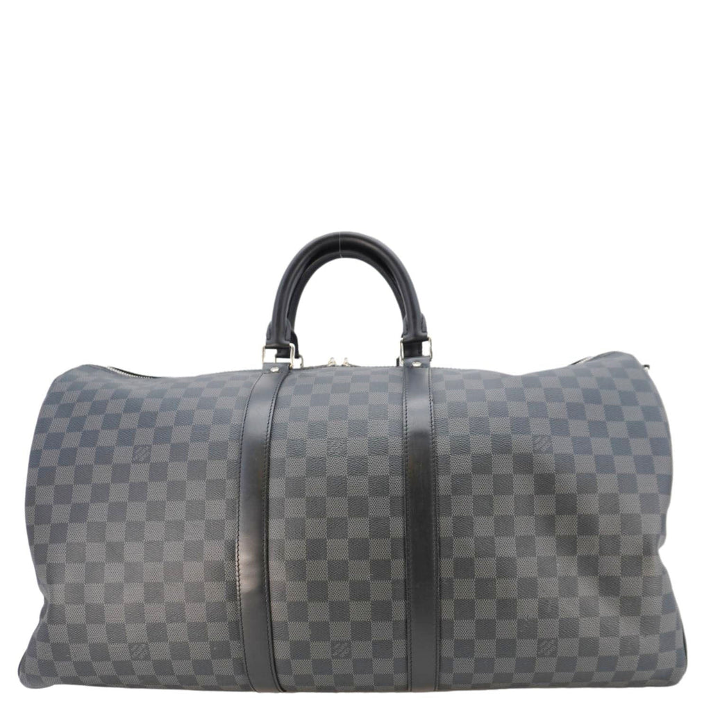 LOUIS VUITTON Keepall 55 Bandouliere Damier Graphite Travel Bag Black