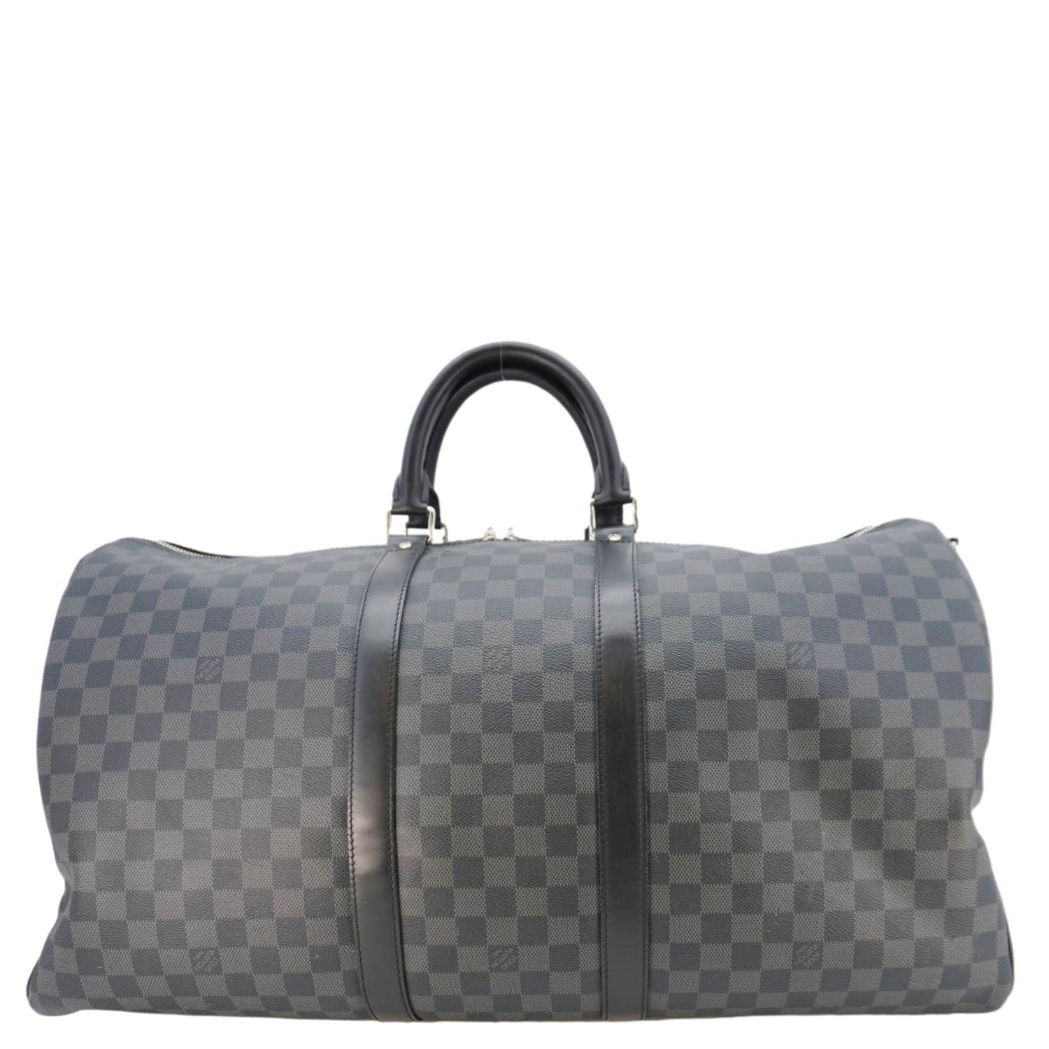 LOUIS VUITTON Keepall 55 Bandouliere Damier Graphite Travel Bag Black