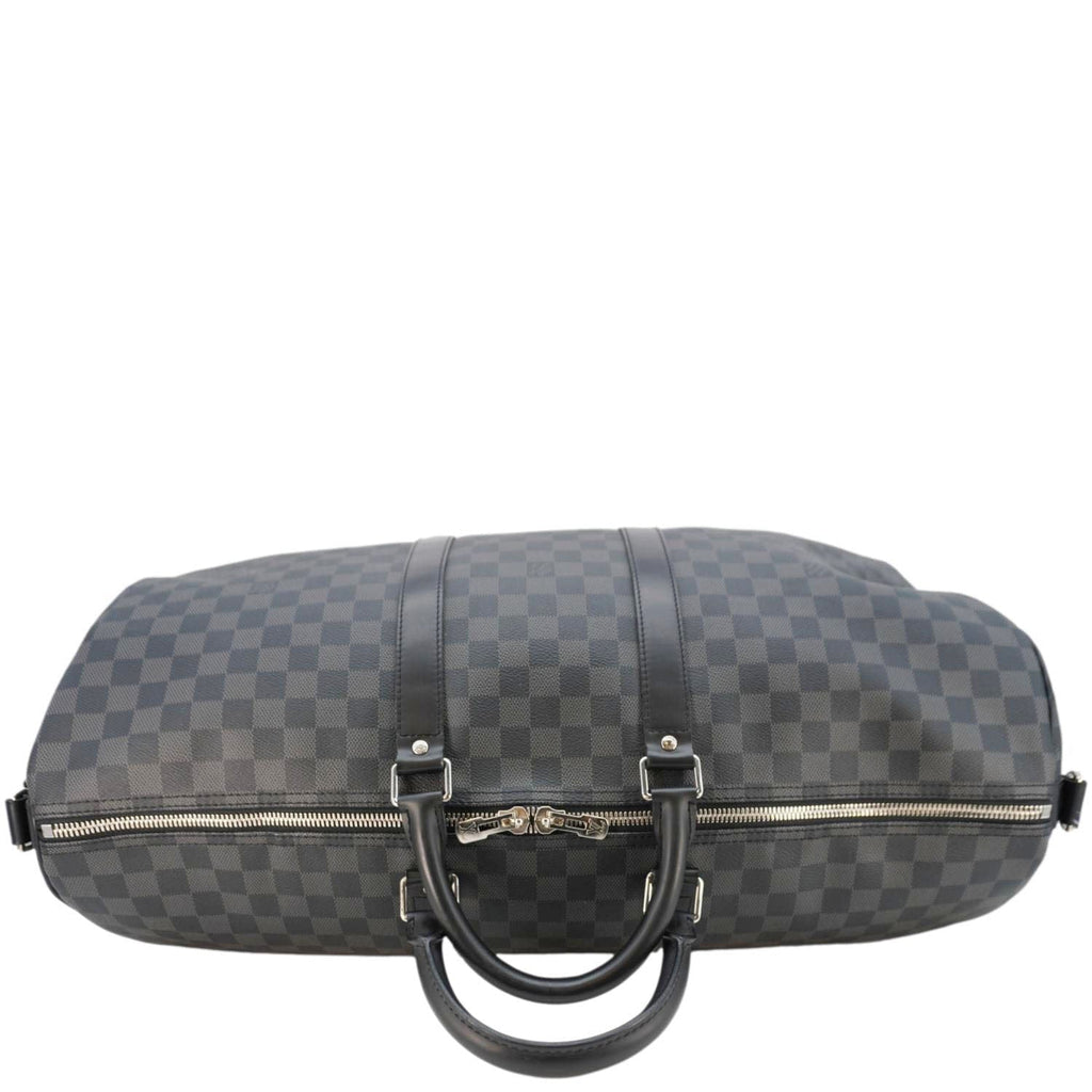 LOUIS VUITTON Keepall 55 Bandouliere Damier Graphite Travel Bag Black