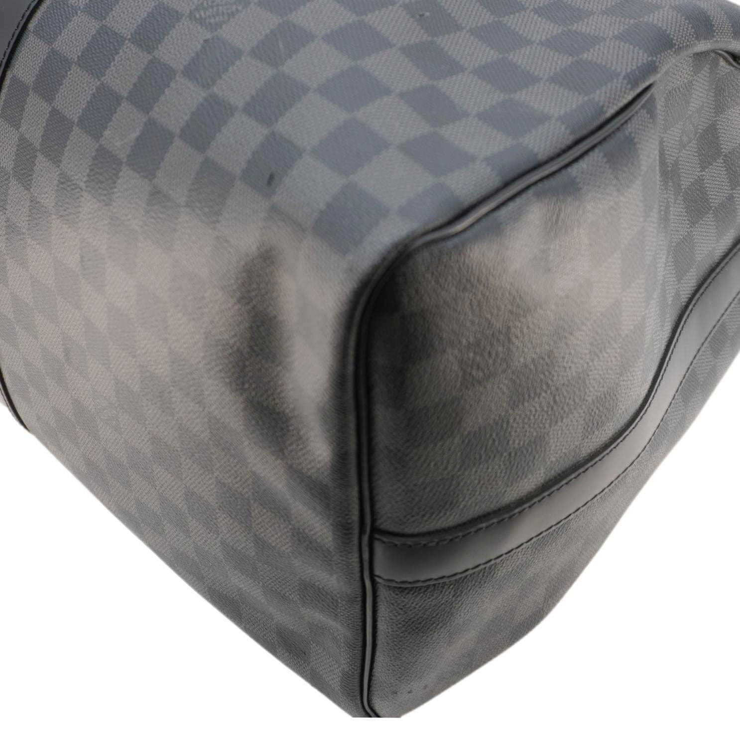 LOUIS VUITTON Keepall 55 Bandouliere Damier Graphite Travel Bag Black